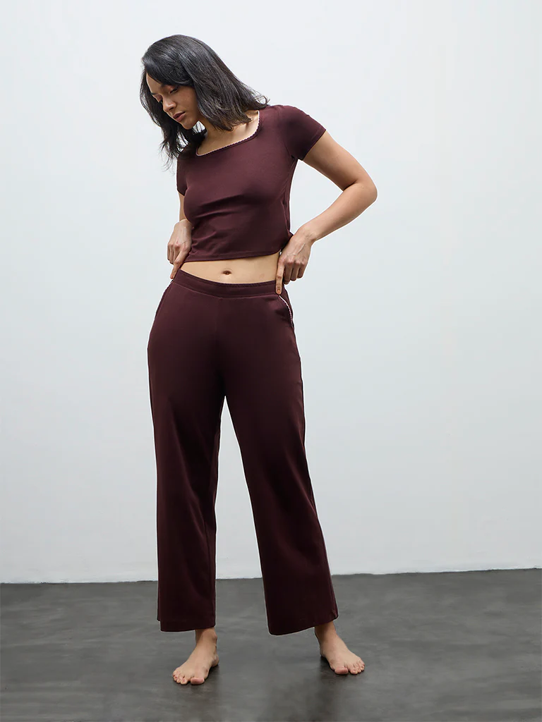 Superstar Brown Solid Cotton-Blend Top - Image 2