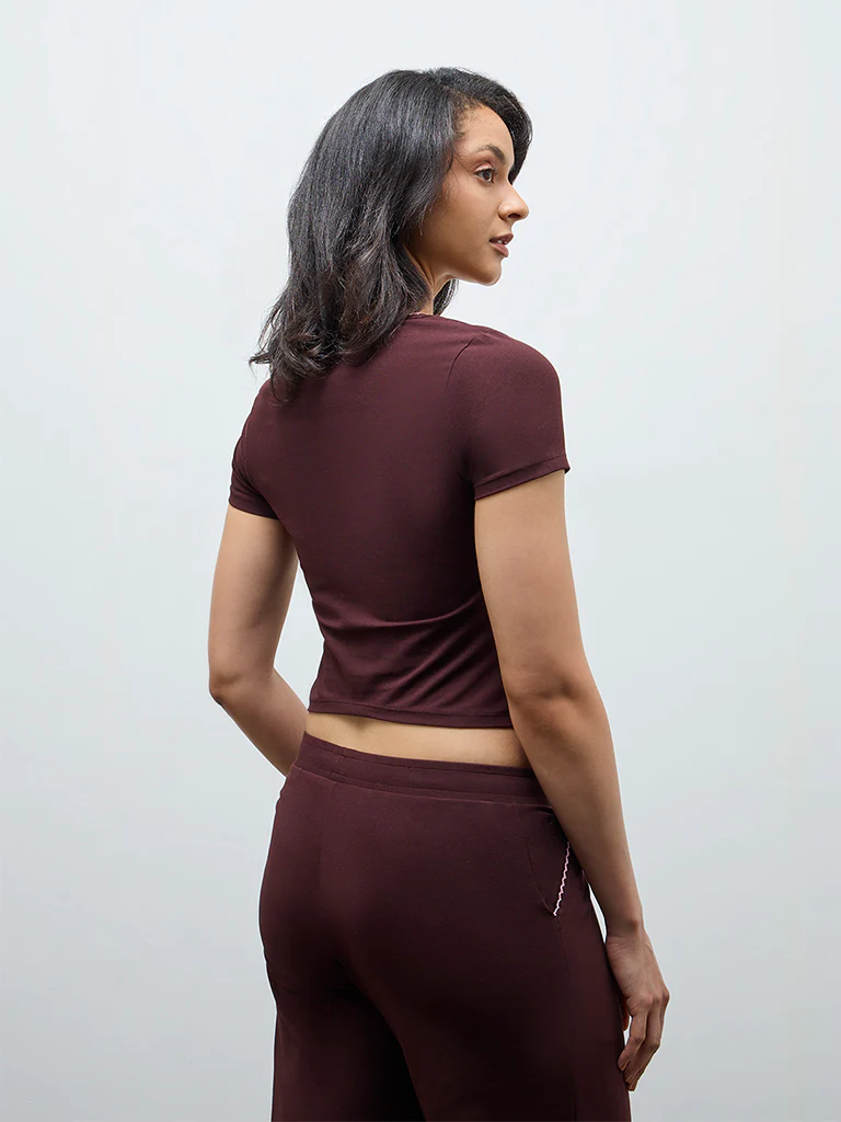 Superstar Brown Solid Cotton-Blend Top - Image 4