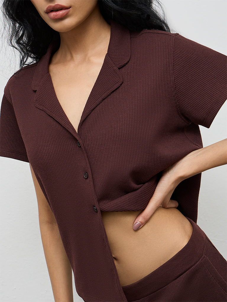 Superstar Brown Textured Cotton Shirt - Image 3