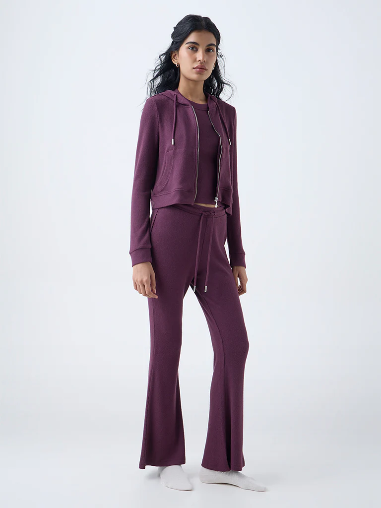 Superstar Burgundy Ribbed-Textured Jacket - Image 2