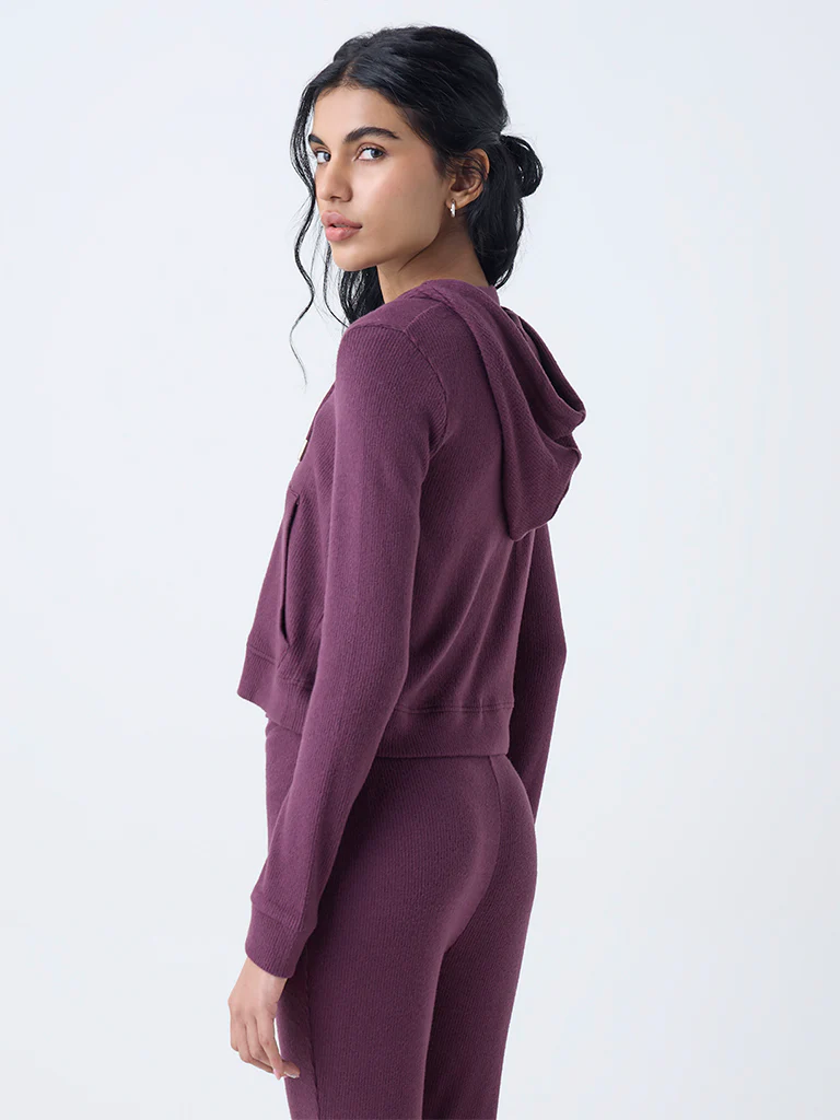 Superstar Burgundy Ribbed-Textured Jacket - Image 4