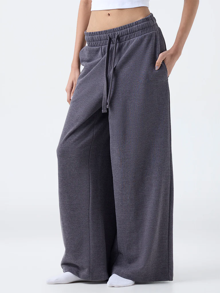 Superstar Charcoal High-Rise Cotton-Blend Pants - Image 2