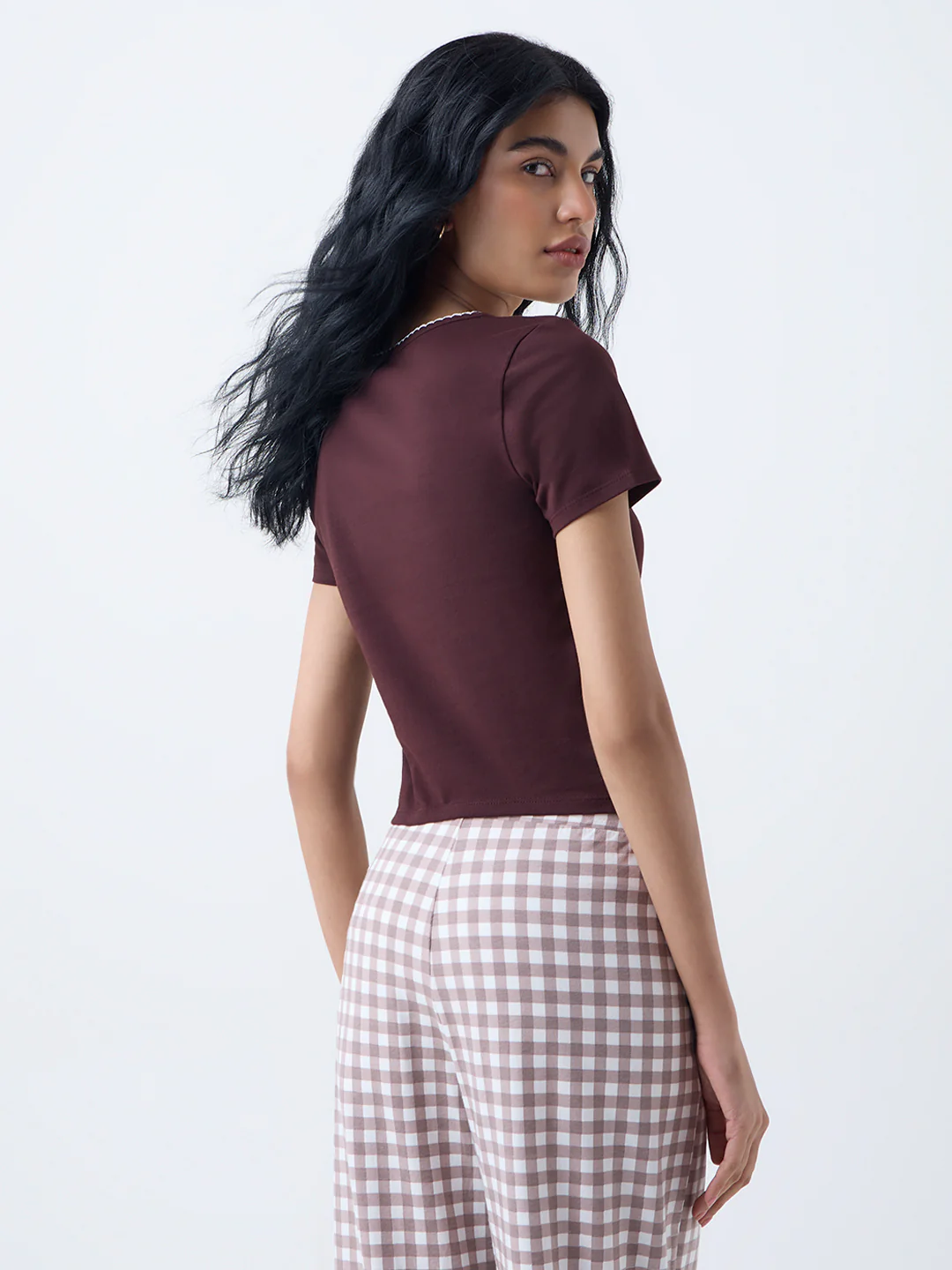 Superstar Dark Brown Heart Design Cotton-Blend Top - Image 4