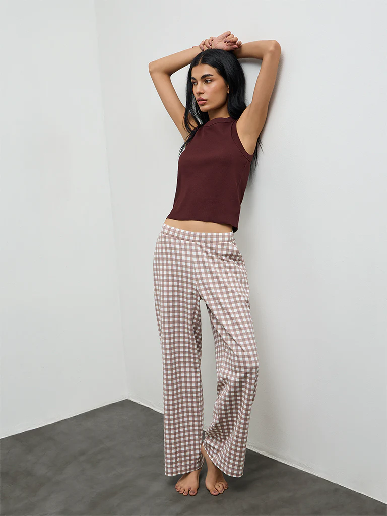 Superstar Dark Brown Ribbed Cotton-Blend Tank Top - Image 2