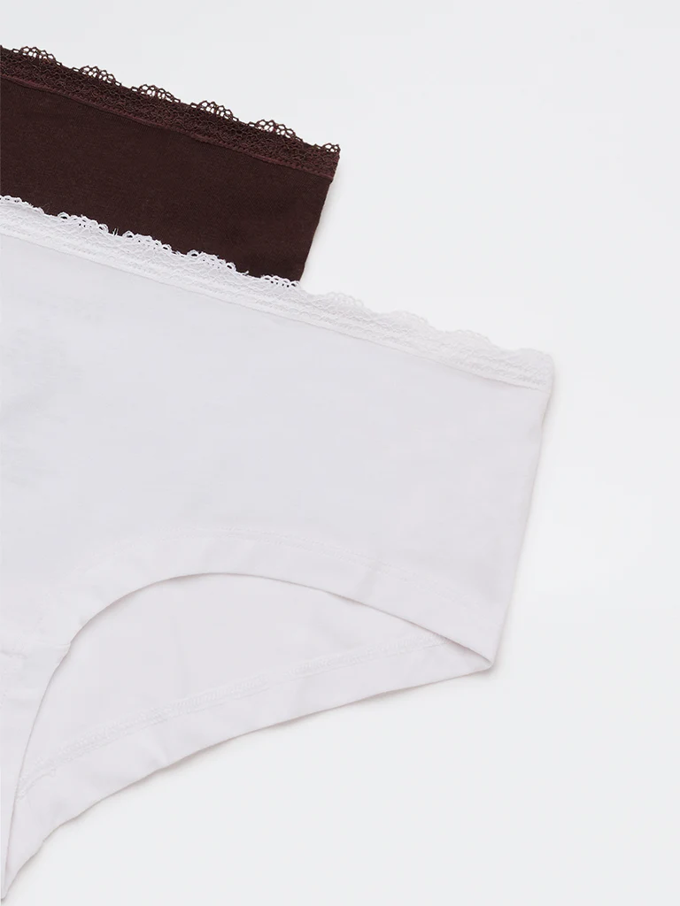 Superstar Dark Brown Solid Low-Rise Cotton-Blend Briefs - Pack of 2 - Image 3