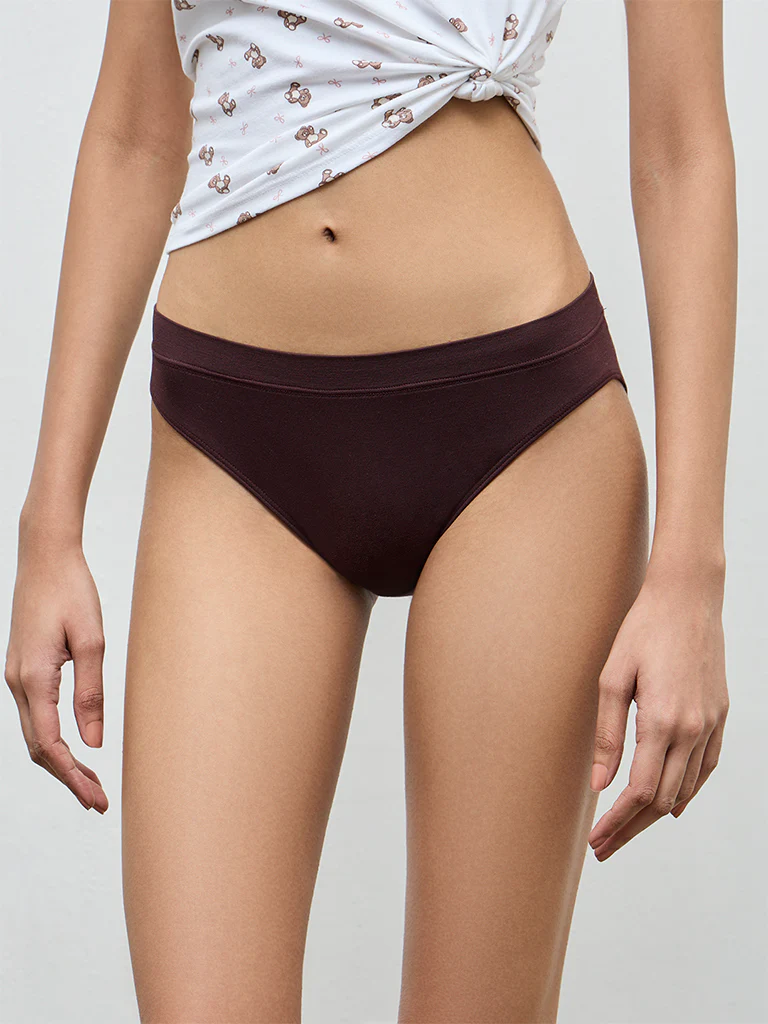 Superstar Dark Brown Solid Seam-Free Bikini Briefs - Pack of 2 - Image 2