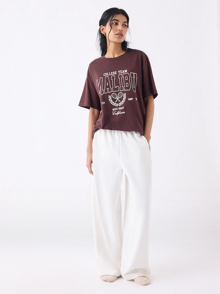 Superstar Dark Brown Typographic Cotton T-Shirt - Image 2