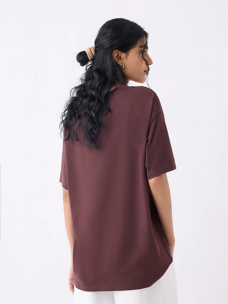 Superstar Dark Brown Typographic Cotton T-Shirt - Image 4
