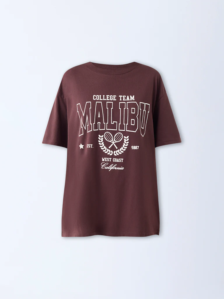 Superstar Dark Brown Typographic Cotton T-Shirt - Image 5