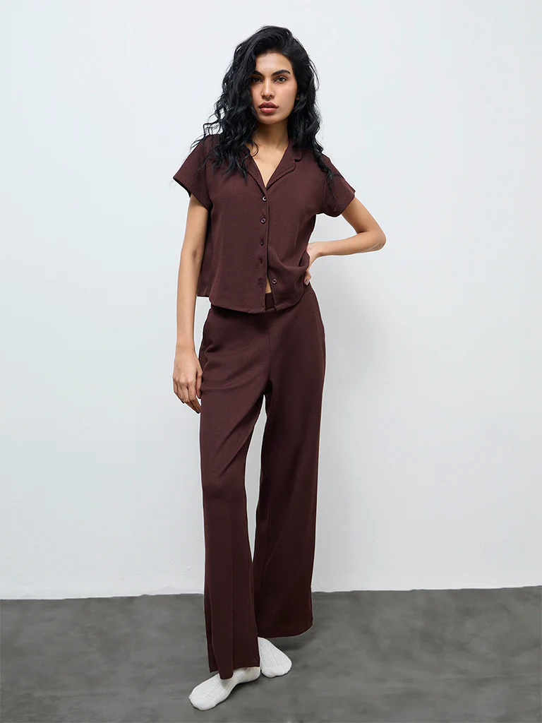 Superstar Dark Brown Waffle-Textured Shirt - Image 2