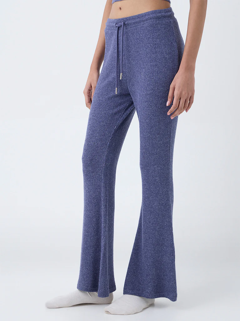 Superstar Dusty Blue Ribbed High-Rise Bootcut Pants - Image 2