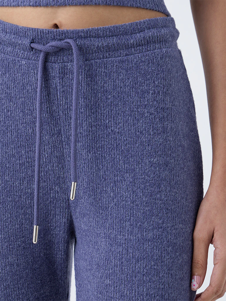 Superstar Dusty Blue Ribbed High-Rise Bootcut Pants - Image 3