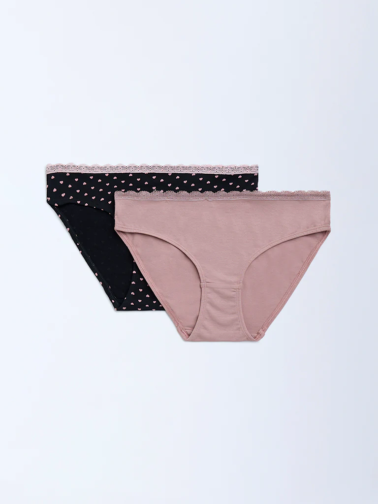 Superstar Dusty Pink Cotton-Blend Bikini Briefs - Pack of 2 - Image 3