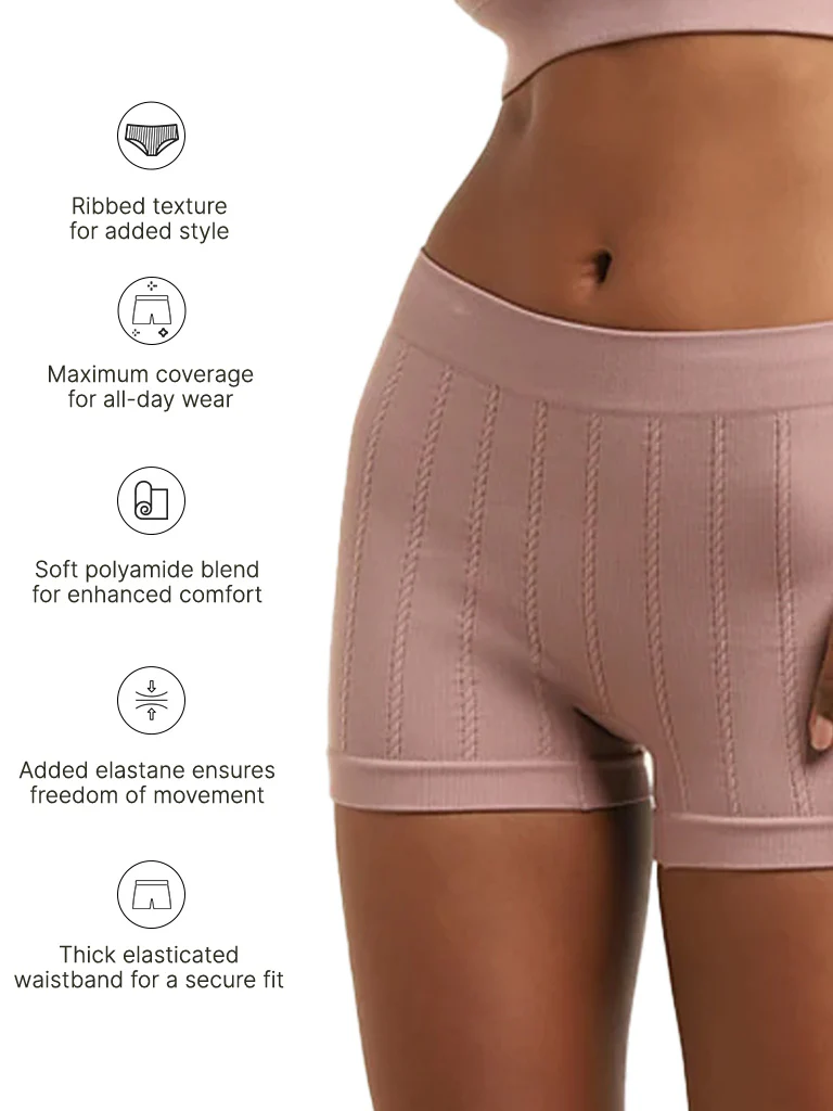 Superstar Dusty Pink Ribbed Mid-Rise Shorts Briefs - Image 7