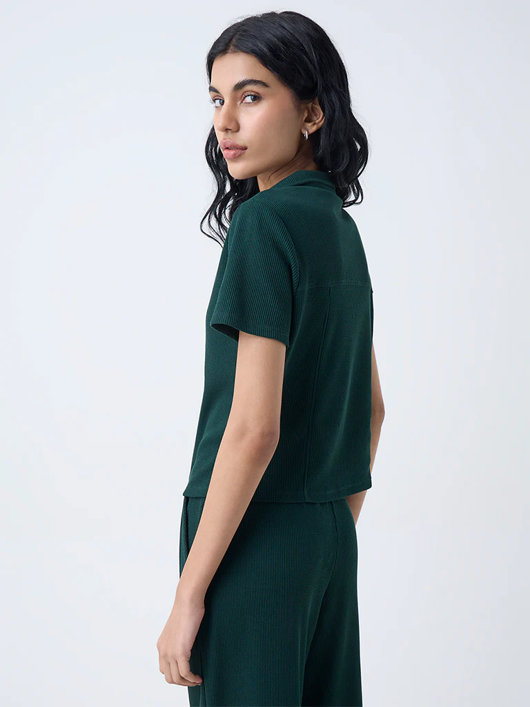 Superstar Green Waffle-Textured Shirt - Image 4