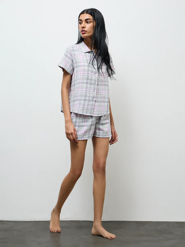 Superstar Grey Checkered Cotton Shirt