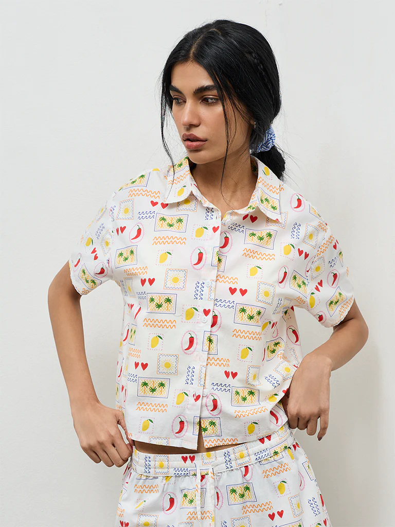 Superstar Ivory Printed Cotton Shirt