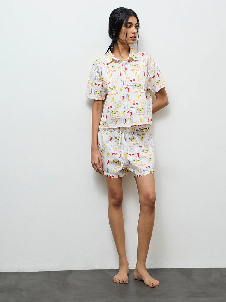 Superstar Ivory Printed Cotton Shirt - Image 2