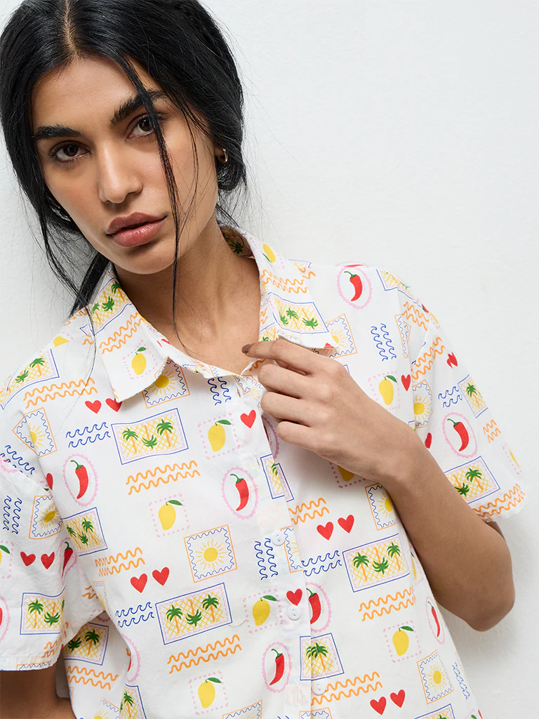 Superstar Ivory Printed Cotton Shirt - Image 3