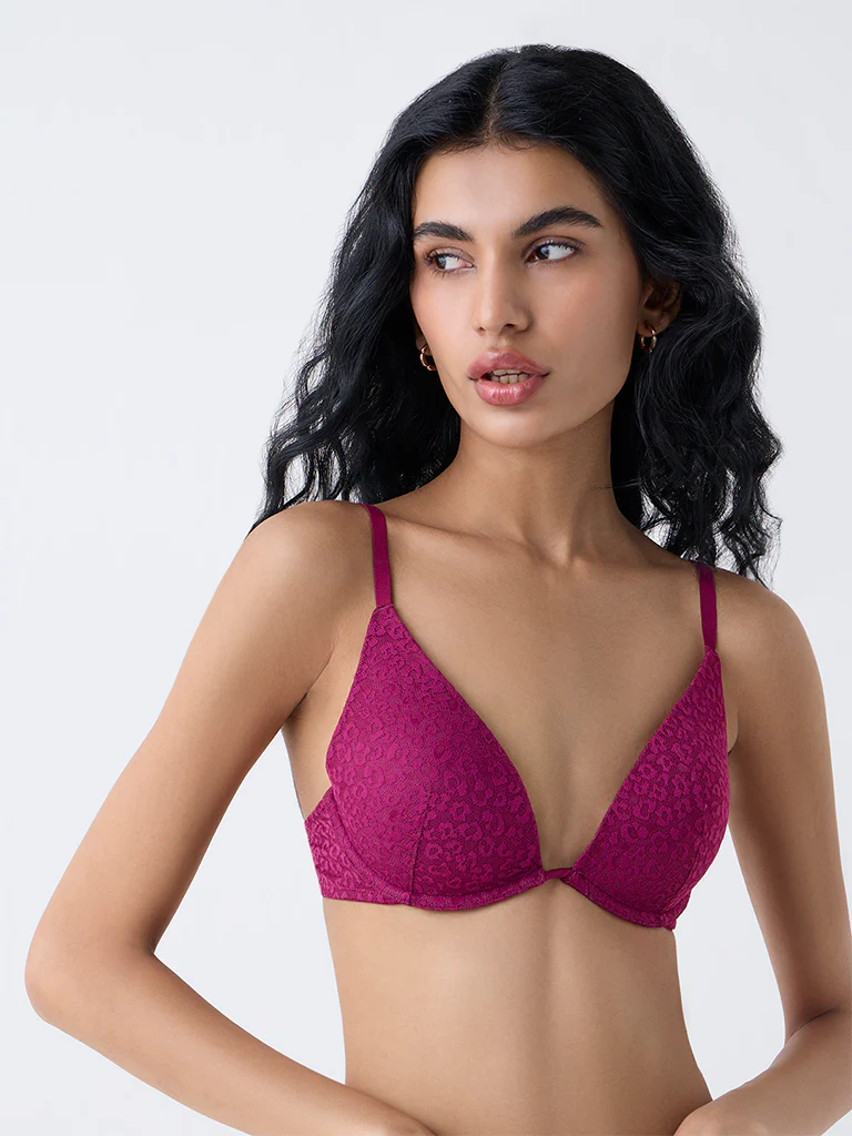 Superstar Magenta Animal Pattern Underwired Bra - Image 2