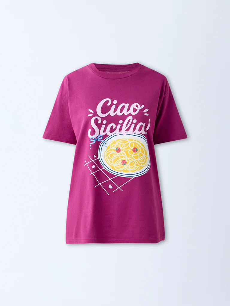 Superstar Magenta Printed Cotton T-Shirt - Image 5