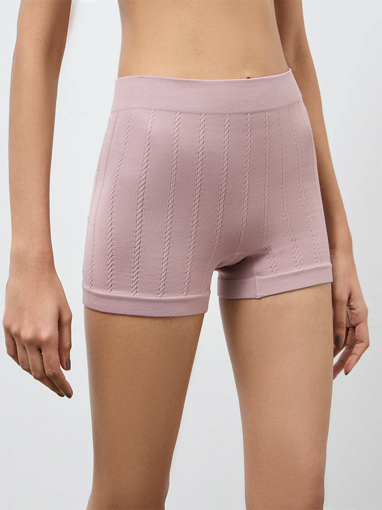Superstar Mauve Cable-Knit Seamfree Boy Shorts Briefs - Image 2