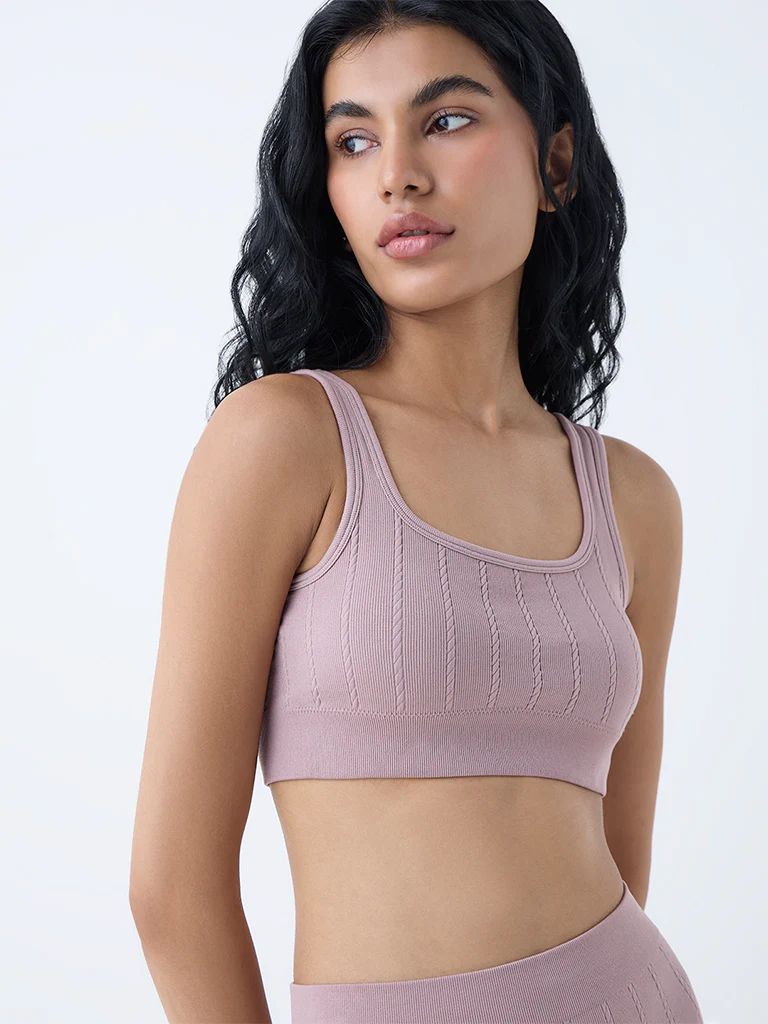 Superstar Mauve Knit-Textured Seam-Free Padded Bra - Image 3