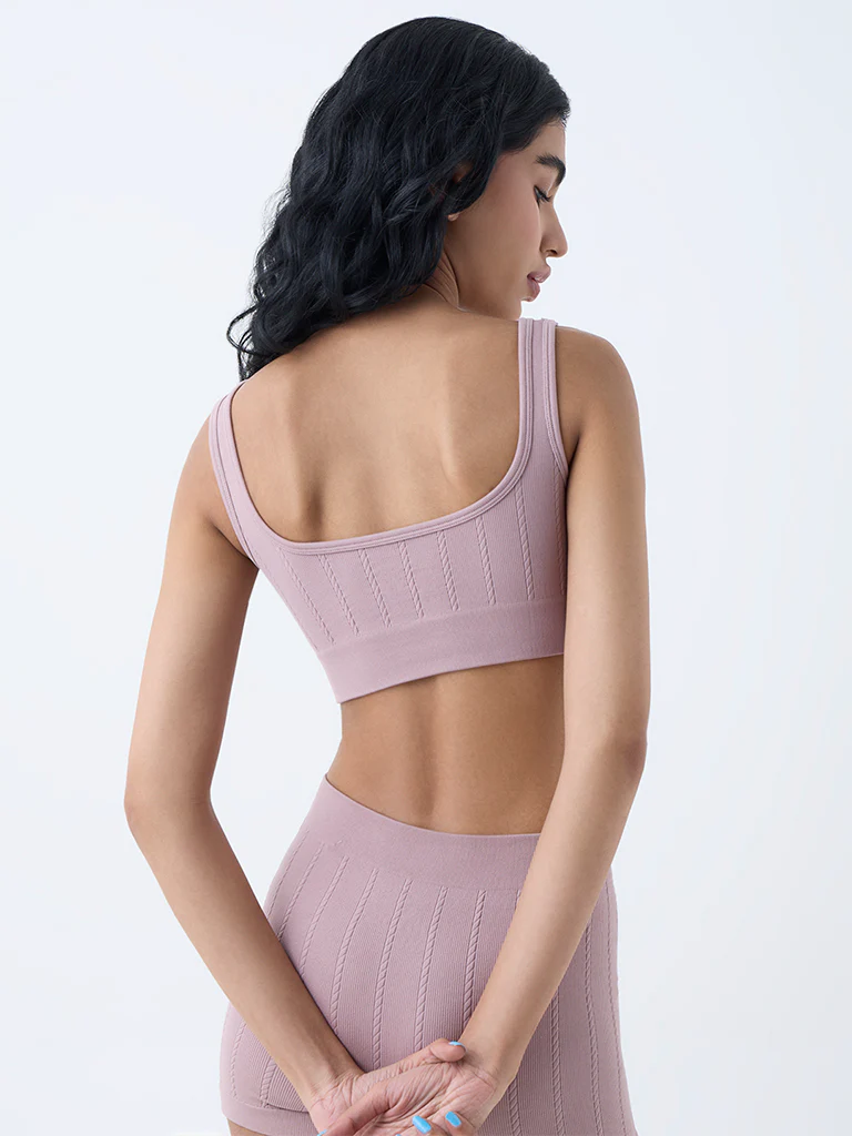 Superstar Mauve Knit-Textured Seam-Free Padded Bra - Image 4