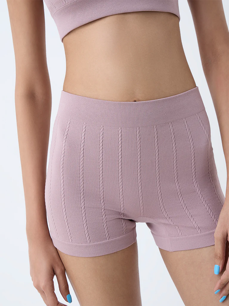 Superstar Mauve Knitted Seam-Free Boy Shorts Briefs - Image 3