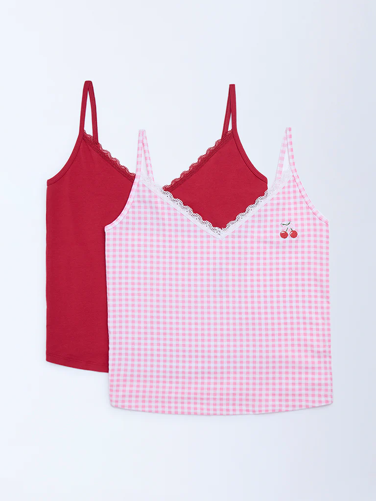 Superstar Multicolour Cotton-Blend Camisoles - Pack of 2 - Image 3