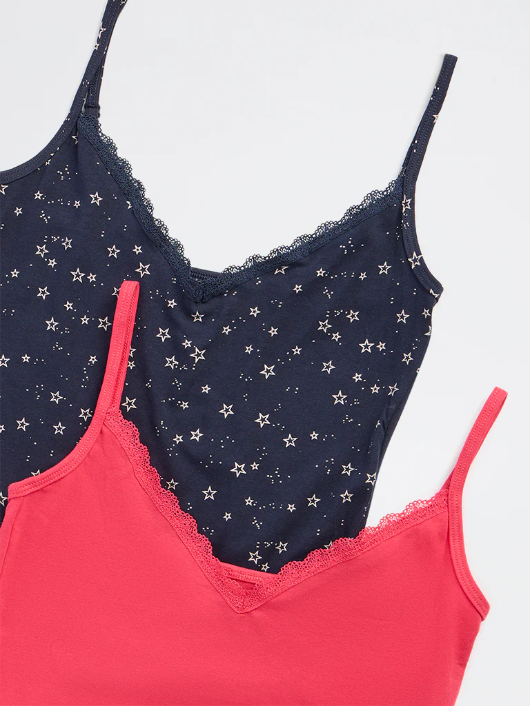Superstar Navy Printed Cotton-Blend Camisole - Pack of 2 - Image 7