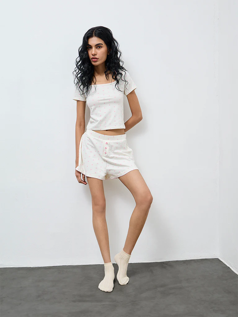 Superstar Off-White Polka Dot Cotton-Blend Top - Image 2