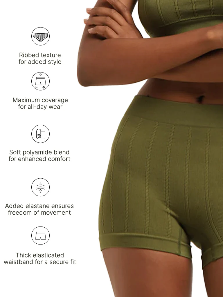 Superstar Olive Ribbed Mid-Rise Shorts Briefs - Image 7