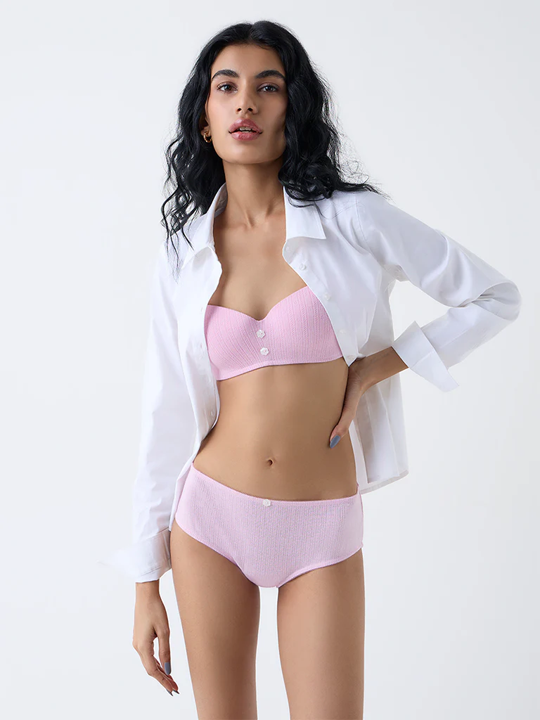 Superstar Pink Pointelle Knitted Hipster Briefs