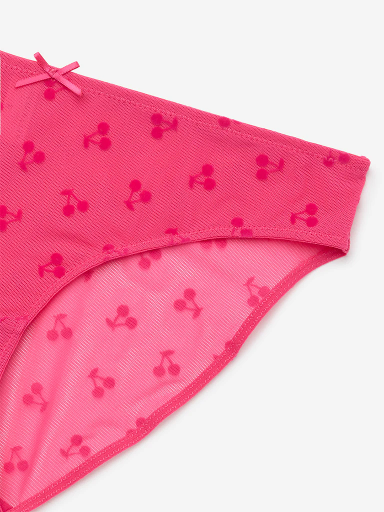 Superstar Pink Printed Brazilian Mesh Briefs - Image 3