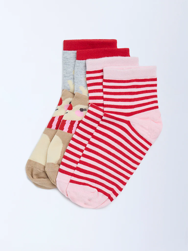 Superstar Pink Printed Cotton-Blend Socks - Pack of 2 - Image 2