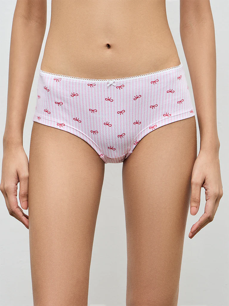 Superstar Pink Printed Low-Rise Cotton-Blend Briefs - Pack of 2 - Image 5