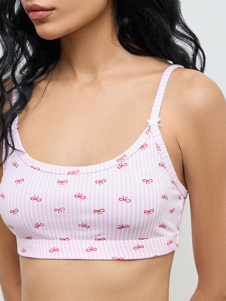 Superstar Pink Printed Seam-Free Non-Padded Cotton-Blend Bra - Pack of 2 - Image 3