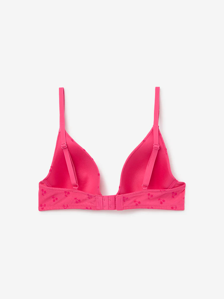 Superstar Pink Printed Underwired Mesh Bra - Image 2