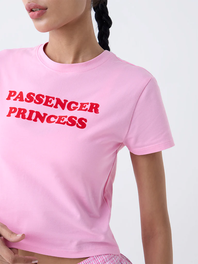 Superstar Pink Typographic Cotton-Blend T-Shirt - Image 3