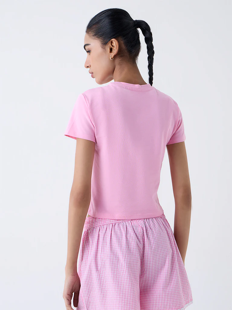 Superstar Pink Typographic Cotton-Blend T-Shirt - Image 4