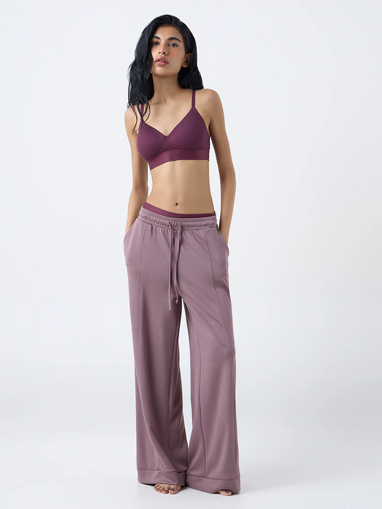 Superstar Plum Ribbed-Textured Padded Bra