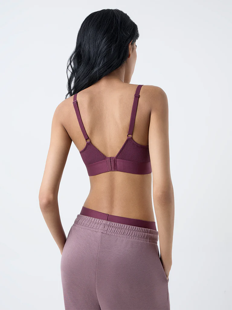 Superstar Plum Ribbed-Textured Padded Bra - Image 4