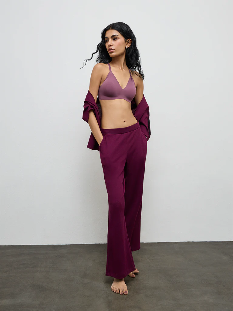 Superstar Plum Solid Invisible Padded Triangle Bra