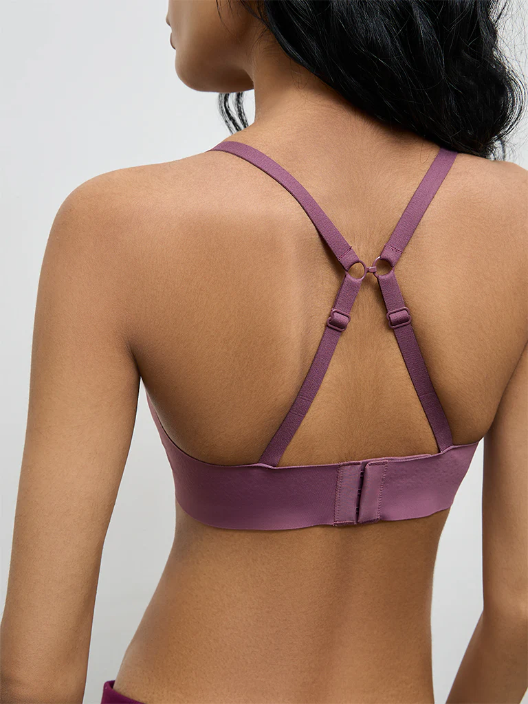 Superstar Plum Solid Invisible Padded Triangle Bra - Image 3
