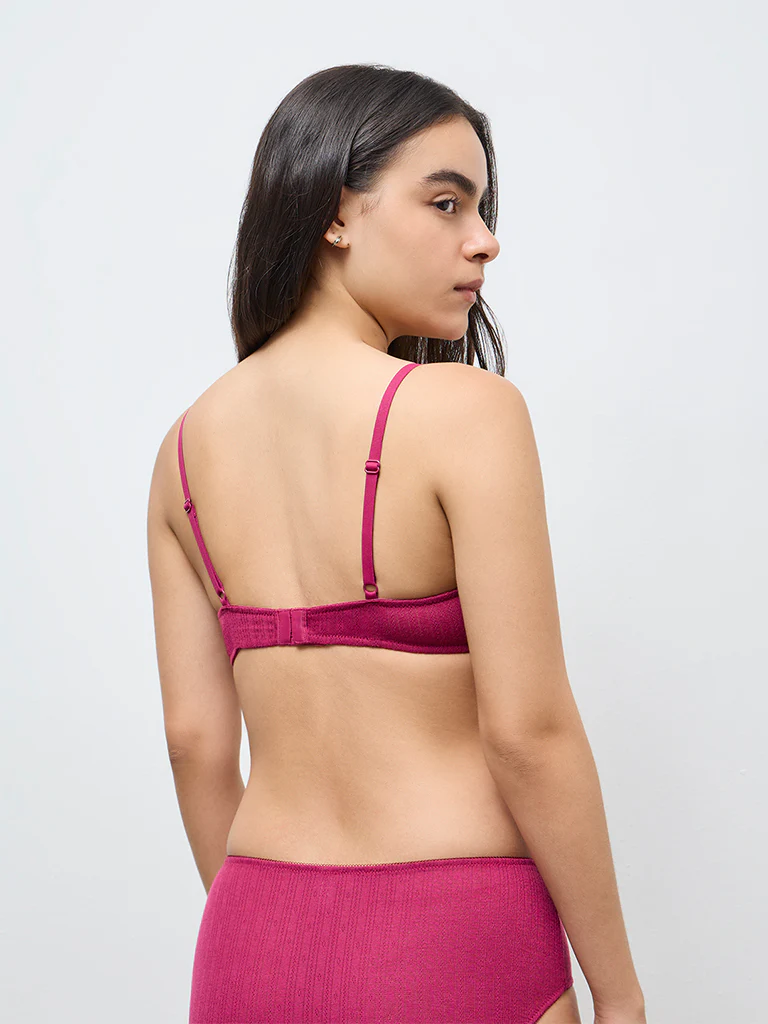 Superstar Plum Textured Padded Bra - Image 4