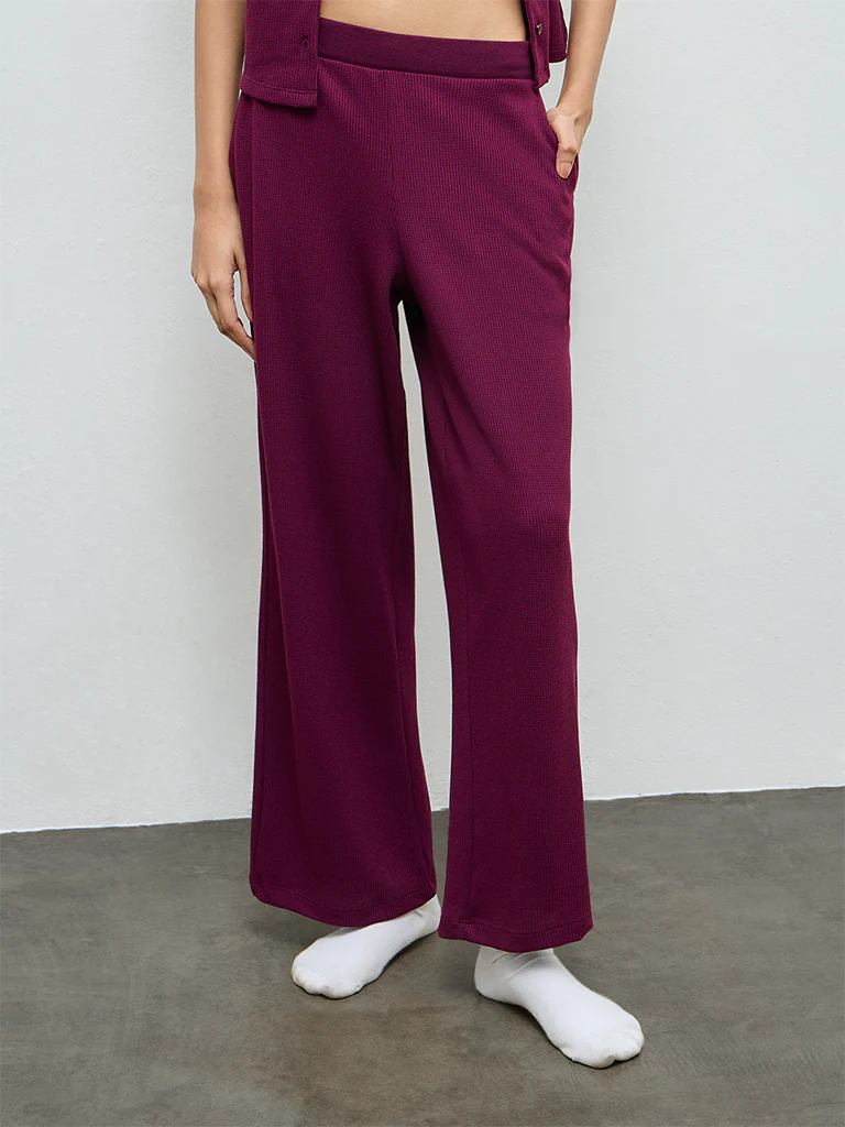 Superstar Plum Textured Pants - Image 2