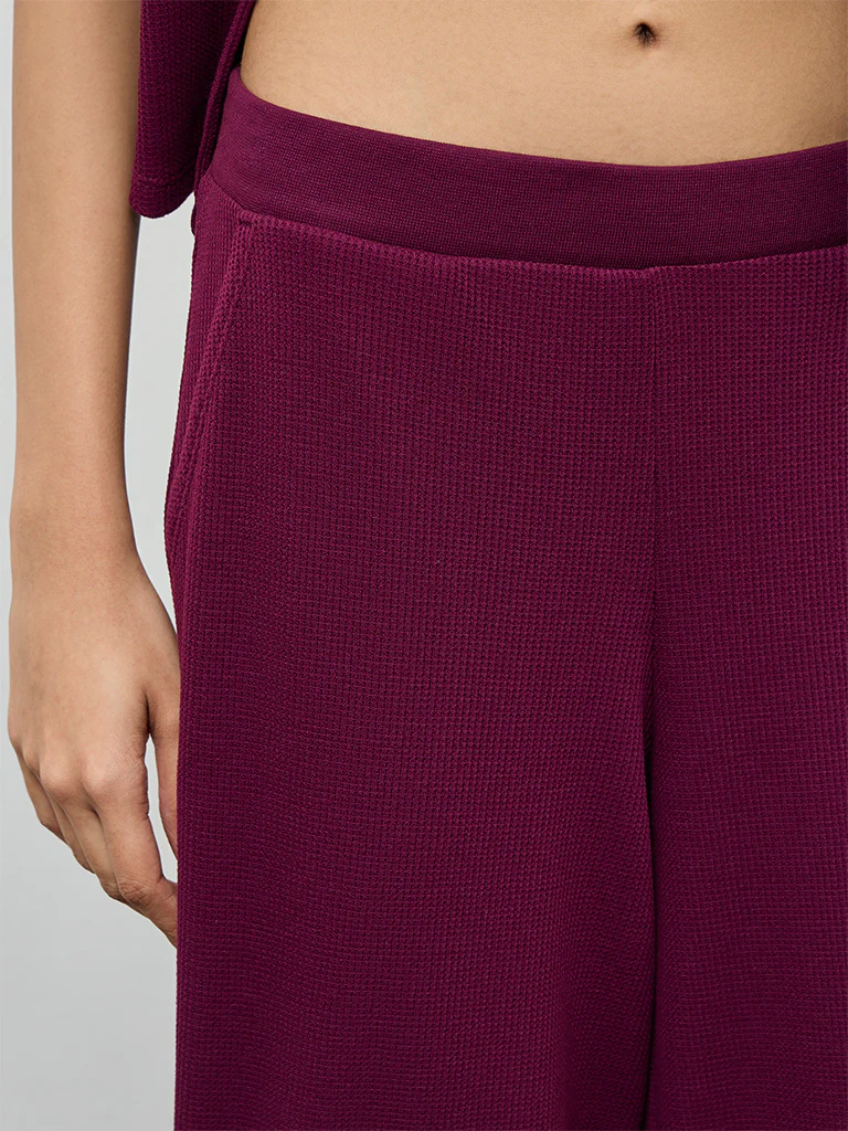 Superstar Plum Textured Pants - Image 3