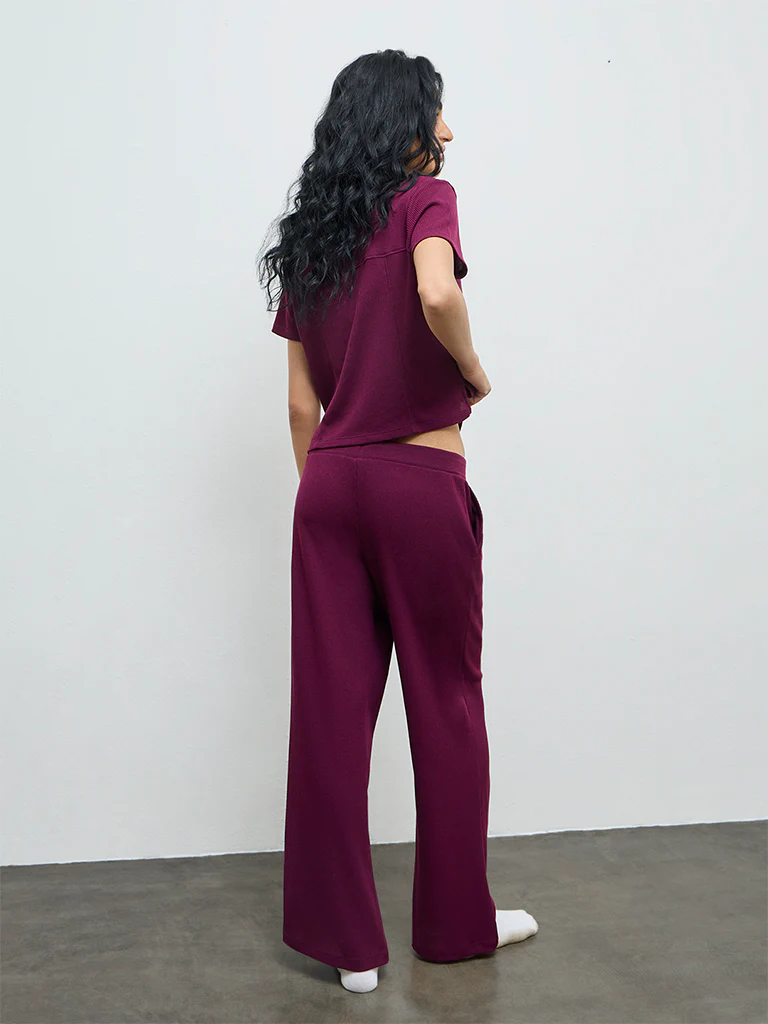 Superstar Plum Textured Pants - Image 4
