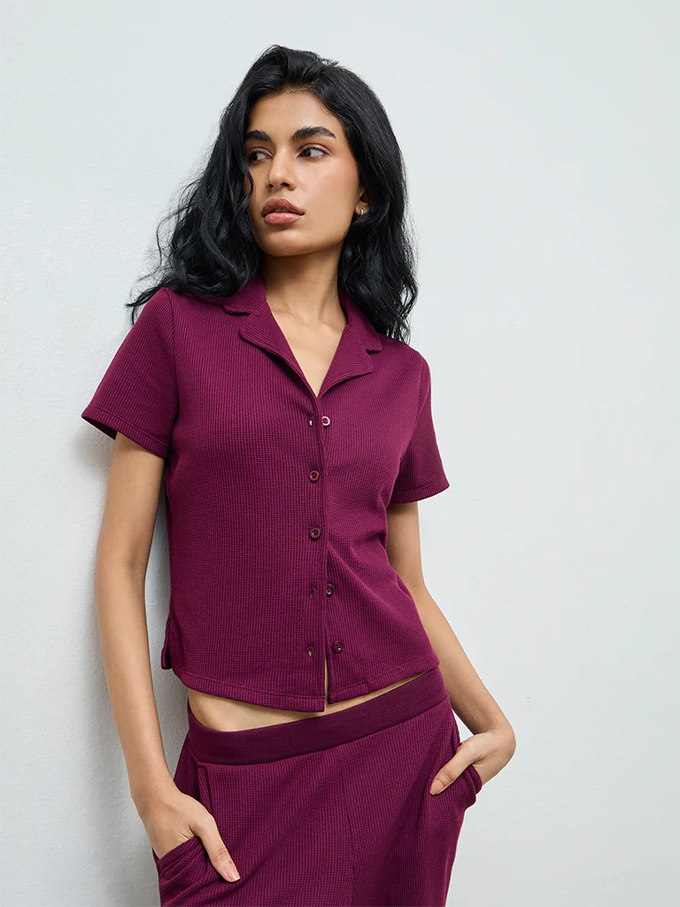 Superstar Plum Textured Shirt